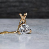 1Ct Trillion Cut DVVS1 Diamond Solitaire Pendant 14K Yellow Gold Finish NO CHAIN