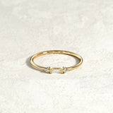 Stackable Minimalist Engagement Ring 0.2ct Baguette Diamond 14k Yellow Gold Over