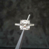 1.7ct Asscher Cut Diamond Engagement Ring 14k WhiteGold Finish Accents Solitaire