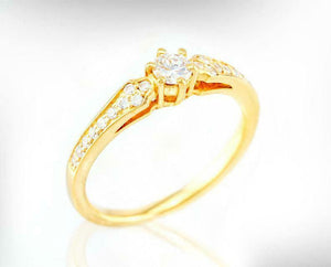 Solitaire with Accents Engagement Ring 1.5ct Round Diamond 14k Yellow Gold Over