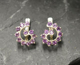 1.5ct Drop Earrings Round Cut Purple Amethyst Swirl Twist 14k White Gold Finish