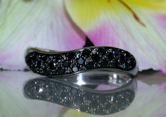 2Ct Round Cut Black Curved Cluster Engagement Ring Band 14K White Gold Finish