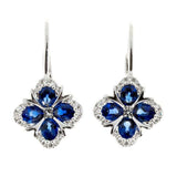 2ct Oval Cut Blue Sapphire Halo Flower Drop Earrings Women 14k White Gold Finish