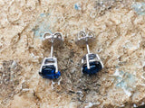 1ct Stud Earrings Round Cut Blue Sapphire Solitaire Women 14k White Gold Finish