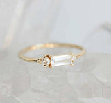 0.7ct Baguette Cut Diamond Engagement Ring 14k Yellow Gold Finish Minimalist