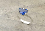 1.5ct Engagement Ring Heart Cut Blue Sapphire Solitaire 14k White Gold Finish