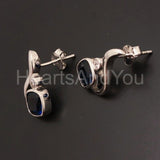 1ct Cushion Cut Simulated Sapphire Fox Kitten Stud Earring 14k White Gold Plated