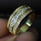 2.2Ct Princess Cut Diamond Half Eternity Wide Wedding Band 14K Yellow Gold Over