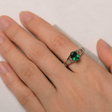 1ct Oval Cut Green Emerald Open Heart Shank Solitaire Ring 14k White Gold Finish