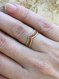 1ct Round Cut Ruby Engagement Ring Curved Chevron Trio Set 14k Yellow Gold Over