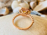 2.5ct Engagement Ring Asscher Cut Yellow Citrine Diamond Halo 14k Rose Gold Over