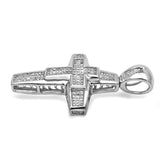 5ct Princess Cut Diamond Double Cross God Pendant 14k White Gold Finish NO CHAIN