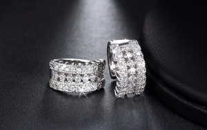 3ct Round Cut Diamond Unique Hollow Design Huggies Earrings 14k WhiteGold Finish