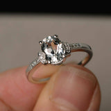 1ct Oval Cut Diamond Engagement Ring 14k White Gold Finish Accents Solitaire