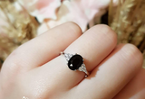 1.5ct Oval Cut Black Diamond Engagement Ring 14k White Gold Finish Trilogy Style