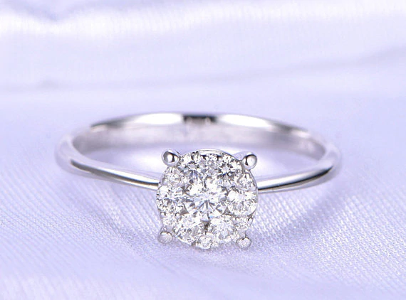 2ct Round Cut Diamond Engagement Ring 14k White Gold Finish 4 Prong Wedding Band