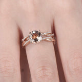 2ct Round Peach Morganite Infinity Bridal Set Engagement Ring 14k Rose Gold Over