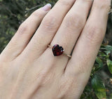 1.2ct Heart Cut Red Garnet Engagement Ring Solitaire Promise 14k White Gold Over