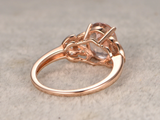 2.5ct Oval Cut Morganite Engagement Ring Floral Leaf Design 14k Rose Gold Finish