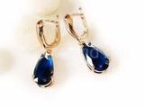 2ct Pear Simulated Sapphire Solitaire Drop Dangle Earring 14k Yellow Gold Plated