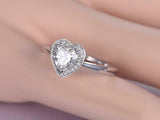 1.2ct Heart Cut Diamond Engagement Ring 14k White Gold Finish Halo Heart Shape