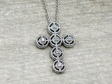 1ct Round Cut VVS1D Diamond Pendant with Chain Braided Cross 14k White Gold Over