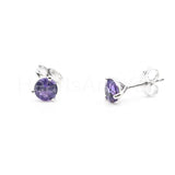 0.7ct Round Simulated Amethyst Solitaire Stud Earrings 14k White Gold Plated