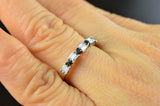 3Ct Baguette Round Cut Black Diamond Two Row Wedding Ring 14K White Gold Finish