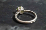 0.6ct Engagement Ring Round Cut Green Peridot Solitaire 14k White Gold Finish