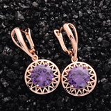 1.5Ct Round Cut Purple Amethyst Circular Party Drop Earrings 14K Rose Gold Over