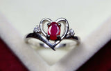 1ct Engagement Ring Oval Cut Pink Ruby Bypass Style Heart 14k White Gold Finish