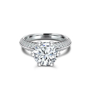 Stylish Four Row Engagement Ring 2.5ct Round Cut Diamond 14k White Gold Finish