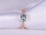 1.5ct Round Cut Blue Aquamarine Engagement Ring Diamond Accent 14k RoseGold Over