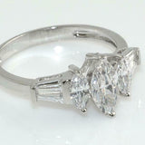 1.65ct Marquise Cut VVS1D Diamond Engagement Ring Trilogy 14k White Gold Finish