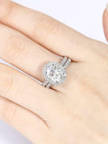 Halo Bridal Set Engagement Ring 2.3ct Oval Cut VVS1D Diamond 14k White Gold Over