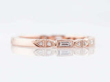 0.2ct Baguette Cut Diamond Wedding Band Milgrain Half Eternity 14k RoseGold Over