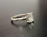 1.5ct Engagement Ring Oval Cut Diamond Solitaire Women 14k White Gold Finish