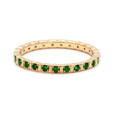 0.5ct Round Cut Green Emerald Square Block Eternity Band 14k Yellow Gold Finish