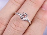 0.7ct Oval Cut Peach Morganite Engagement Ring Solitaire 14k White Gold Finish