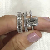 4.7ct Emerald Cut Diamond Wedding Band 14k White Gold Finish Iced Full Eternity