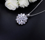 4ct Round Cut Diamond Floral Design for Women Pendant Chain 14k WhiteGold Finish