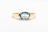 1.1ct Engagement Ring Oval Cut Blue Aquamarine Solitaire 14k Yellow Gold Finish