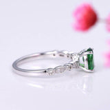 1.3ct Oval Cut Green Emerald Engagement Ring Diamond Accent 14k WhiteGold Finish