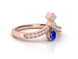 1ct Pear Cut Blue Sapphire Engagement Ring 14k RoseGold Over Milgrain Pear Shape