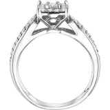 3Ct Round Cut Diamond Accent Square Halo Engagement Ring 14K White Gold Finish