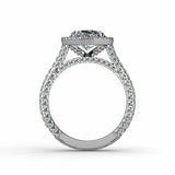 2ct Pear Cut VVS1D Diamond Accents Halo Engagement Ring 14k White Gold Finish