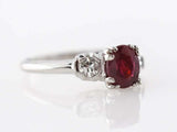 2.2ct Oval Cut Pink Ruby Engagement Ring Diamond Trilogy 14k White Gold Finish