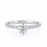 1.3ct Round Diamond Engagement Ring Solitaire with Accents 14k White Gold Finish