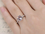 1.6ct Round Cut Peach Morganite Solitaire Engagement Ring 14k White Gold Finish