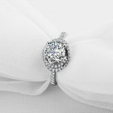 1.5ct Round Cut VVS1D Diamond Engagement Ring Double Halo 14k White Gold Finish